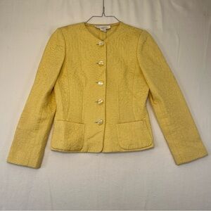 oscar de la renta butter yellow matelasse blazer 90s